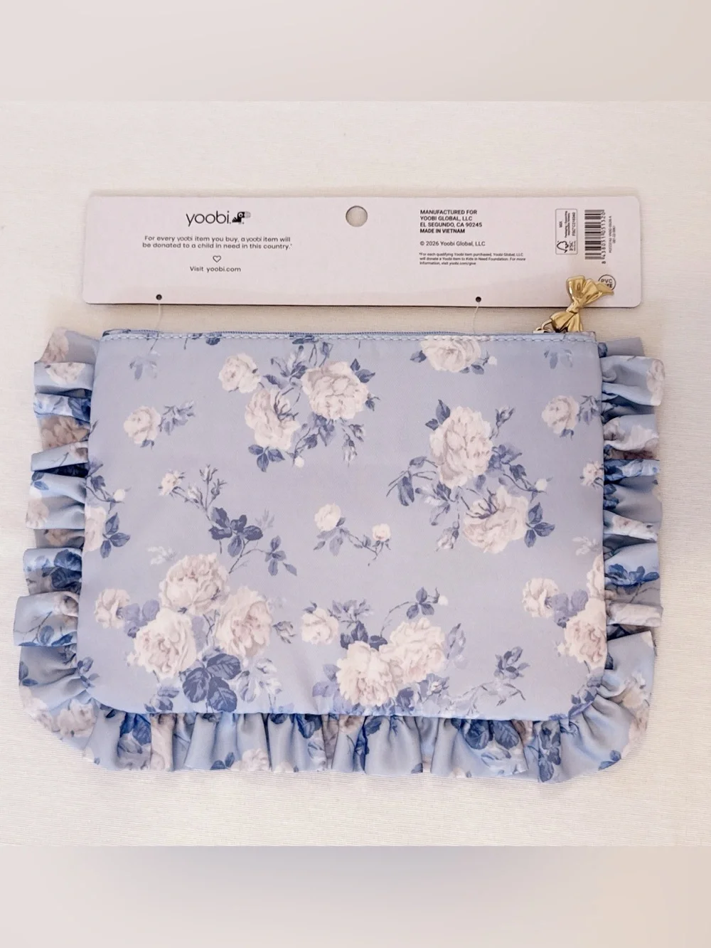 NWT LoveShackFancy x Target Yoobi Ruffle Pencil Case Pouch Whisper Blue
